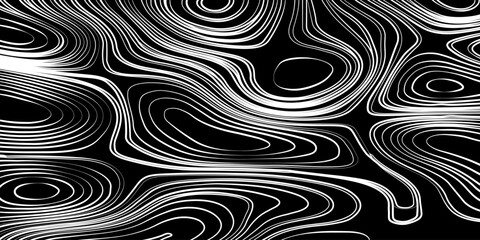 Topographic Contour Lines on a Black Background, Minimalist Topographic Contour Map on Black.
