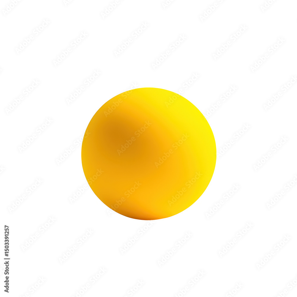 Poster a vibrant yellow sphere floating in empty space on transparent background