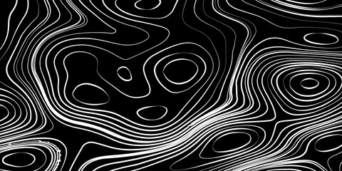 Abstract Topographic Lines over Black Background, Elegant Topographic Lines on Dark Canvas.