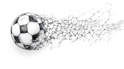 Hand-drawn ink sketch of a football goal net
