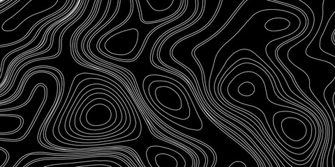 Fototapeta premium Monochrome Topographic Map DesignGeometric Contour Lines on Abstract Topographic Lines over Black Background.