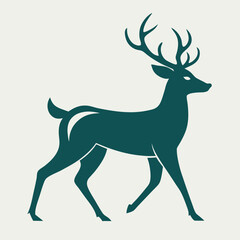 Wildlife mammal vector illustration featuring a majestic deer silhouette with antlers, ideal for nature-themed art or hunting designs