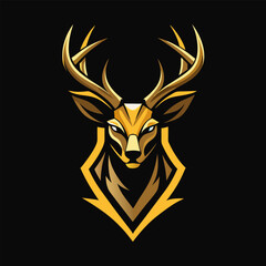 Deer animal vector silhouette illustration of a wild stag head with antlers for hunting or Christmas design