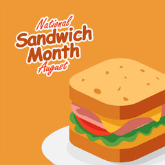 vector graphic of National Sandwich Month, ideal for National Sandwich Month celebration.