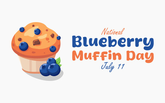 vector graphic of National Blueberry Muffin Day, ideal for National Blueberry Muffin Day celebration.