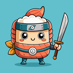 Funny cartoon android character drawing with big teeth, a fun vector illustration