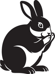 Cute rabbit black and white silhouette, Rabbit illustration in minimal style