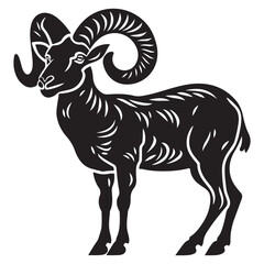 Obraz premium Bighorn sheep silhouette vector, Majestic ram silhouette