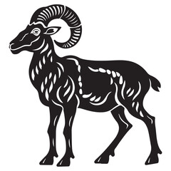 Obraz premium Bighorn sheep silhouette vector, Majestic ram silhouette