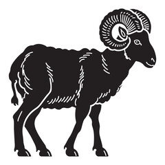Bighorn sheep silhouette vector, Majestic ram silhouette
