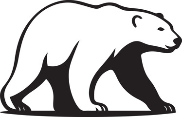 Walking polar bear black silhouette, Polar bear wildlife silhouette walking