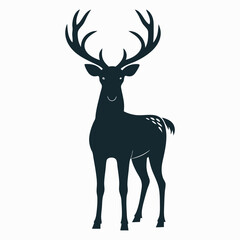 Deer animal vector silhouette illustration of a wild stag with antlers