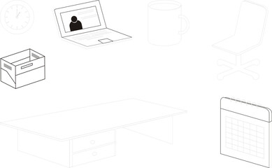 Minimal Line Office Icon Set – Thin Outline Business Tools Collection