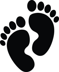 silhouette of baby footprints on white background
