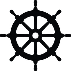 silhouette of ship wheel on white background