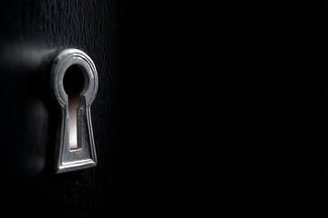 Keyhole on a black background. Vector illustration