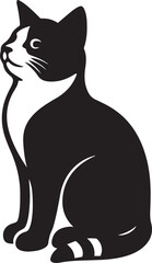 Cat looking up silhouette black white, Minimal cat profile upward pose
