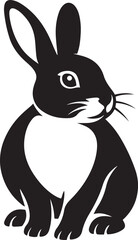 Simple black rabbit silhouette illustration, White and black rabbit outline minimal