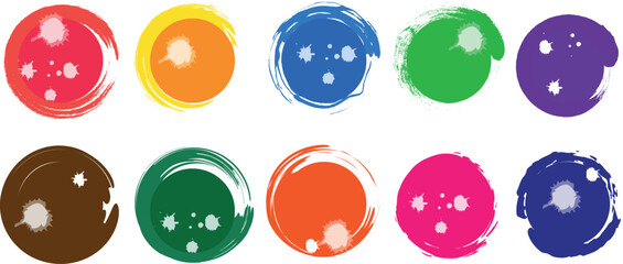 Colorful Round Sewing Button Vector Icon Set – Collection of Plastic, Glass, and Textured Decorative Buttons in Red, Orange, Yellow, and Green – Circular Shape Design Symbols for Illustration and Craf