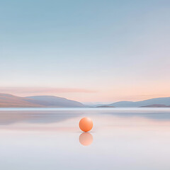 Calm Orange Sphere Lake Sunset