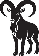 Mountain goat bold black silhouette, Majestic goat standing black design