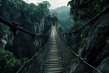 Obraz premium Jungle rope bridge adventure