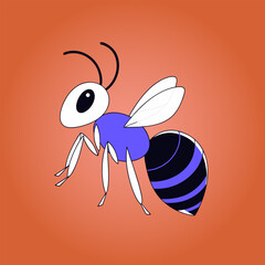 Ant Crawling on Flower Black and White Outline Line Art Drawing Engraved Style