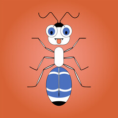 Ant Crawling on Flower Black and White Outline Line Art Drawing Engraved Style