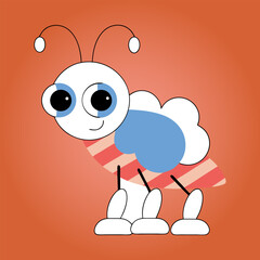 Ant Crawling on Flower Black and White Outline Line Art Drawing Engraved Style