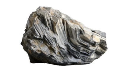 Raw striped metamorphic rock isolated on transparent background