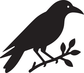 Black Crow or Starling Bird Silhouette Vector