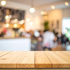 Table close view over blurred cafe or restaurant background