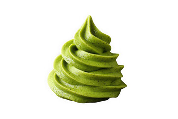 Matcha soft serve swirl close up on white background on transparent background