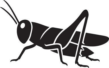 Grasshopper silhouette for graphic art, Basic insect figure black shape