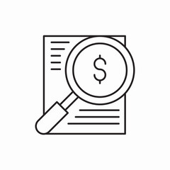 document magnifier dollar icon sign vector