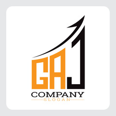 GAJ Company Logo Design Growth vector, GAJ Upward Arrow Business Success Logo vector, GAJ Corporate Branding Logo , GAJ logo design, GAJ simple and modern logo, GAJ business finance logo design, etc. © MD ABU SAYEED MERAJ 