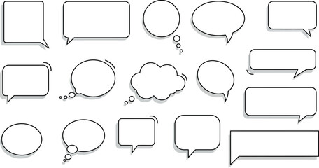 Various blank speech and thought bubbles in different shapes and sizes