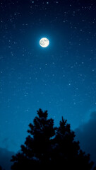 Naklejka premium Celestial Night Sky Wedding Backdrop with Stars, Moon, and Deep Blues