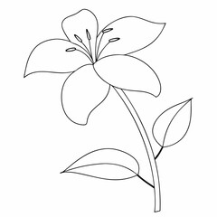 Flower coloring page simple and minimal line art illustration on white background