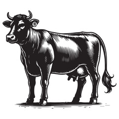 Silhouette cowt Black Vector white background illustration Style 