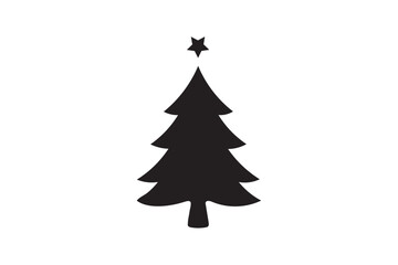 Obraz premium Christmas tree black silhouette vector on white background.