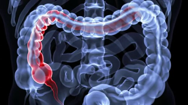 Inflamed Appendix in Human Digestive System