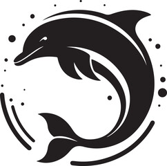 Playful Black Dolphin Silhouette Vector