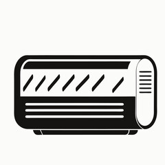 Vintage electronics icon with retro air conditioner and old computer illustration