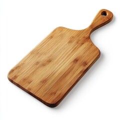 Light-brown bamboo cutting board with a handle