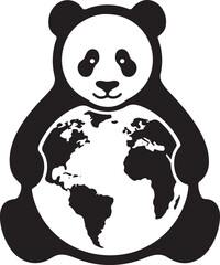 Panda holding earth symbol of conservation, Panda bear with globe environmental message