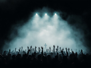 Concert Crowd Spotlight Stage.