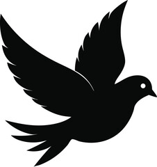 Flying Dove Silhouette on White Background