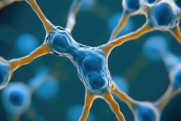 Close-Up of Neural Synapses Depicting Brain Cell Connections and Communication