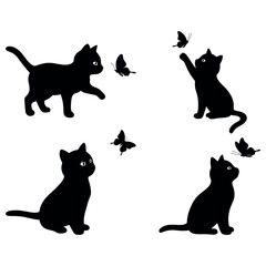 Curious Cats and Butterflies Silhouette Collection